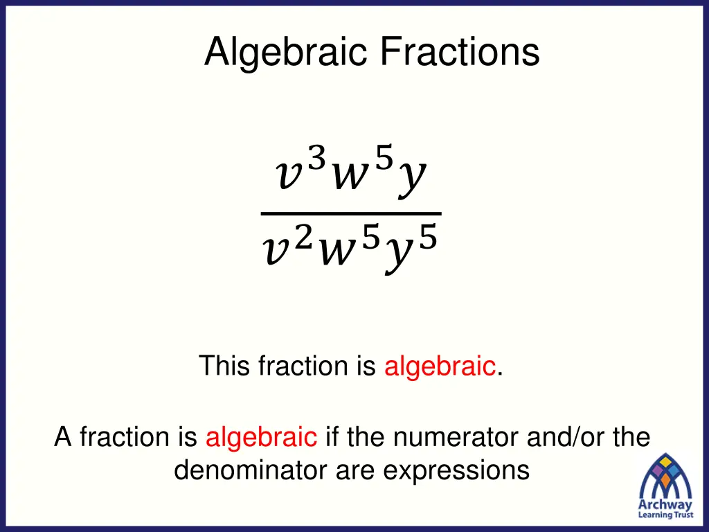 algebraic fractions