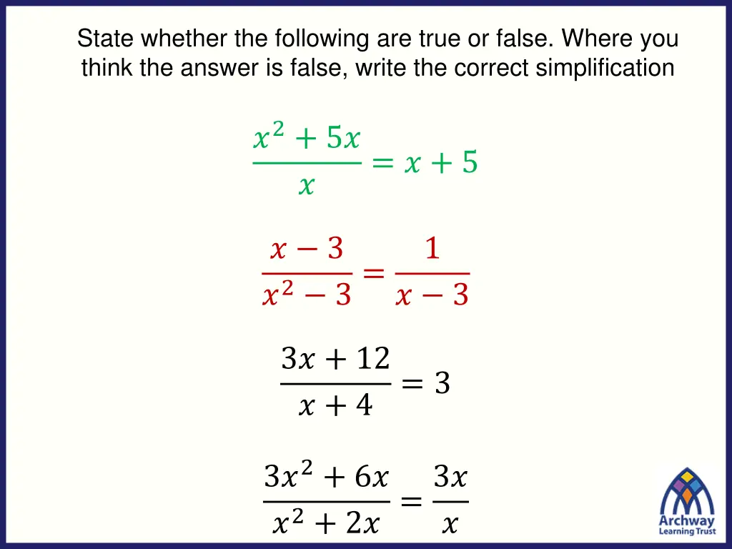 state whether the following are true or false 2