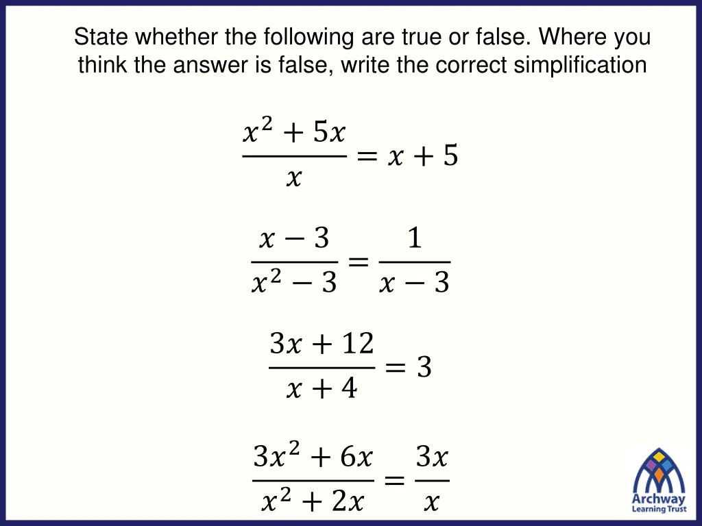 state whether the following are true or false