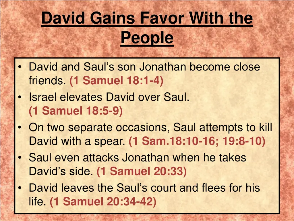 david gains favor with the people