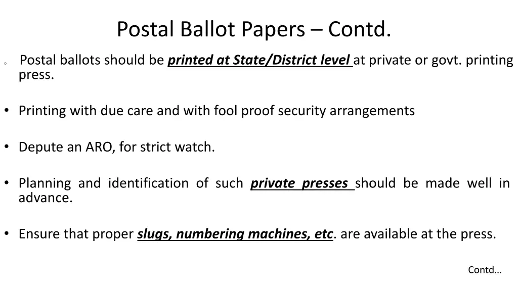 postal ballot papers contd