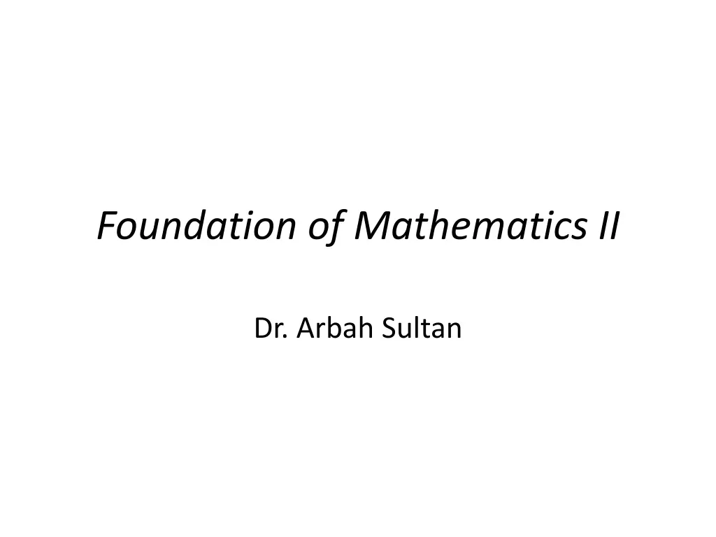 foundation of mathematics ii