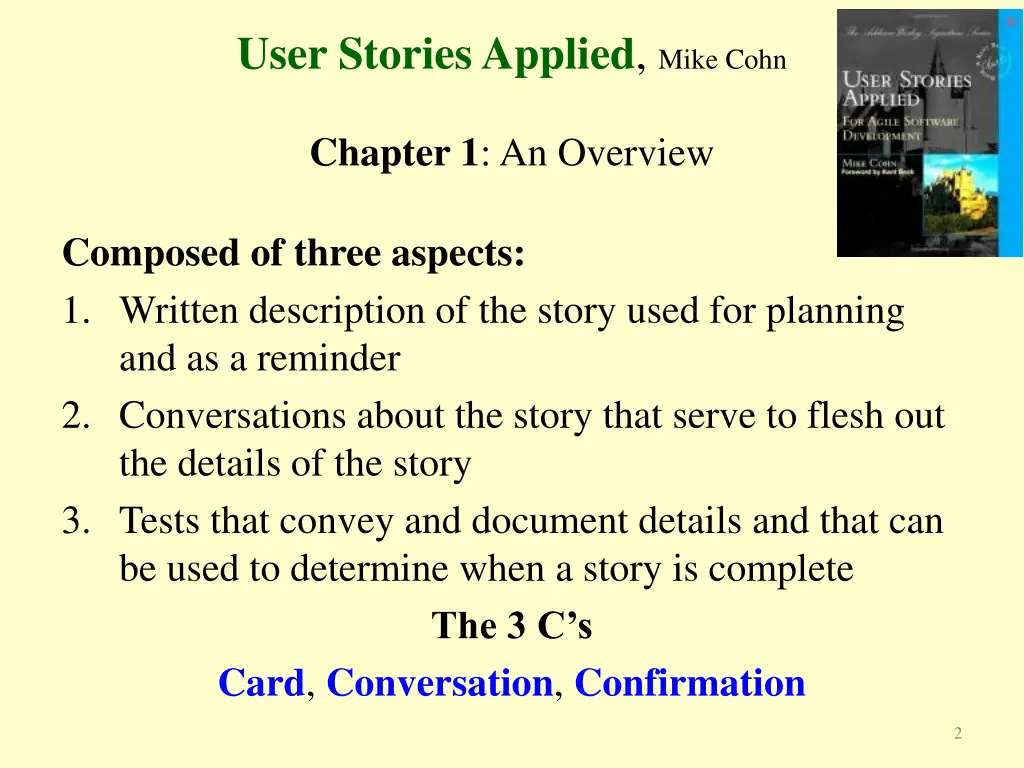user stories applied mike cohn