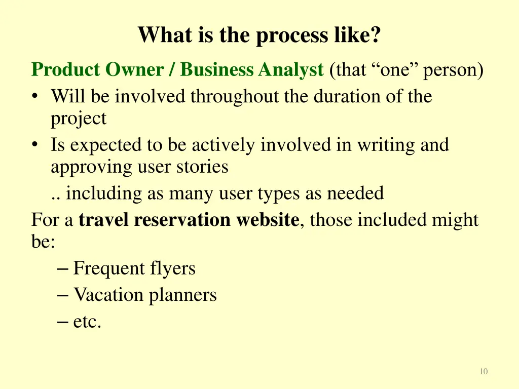 what is the process like product owner business