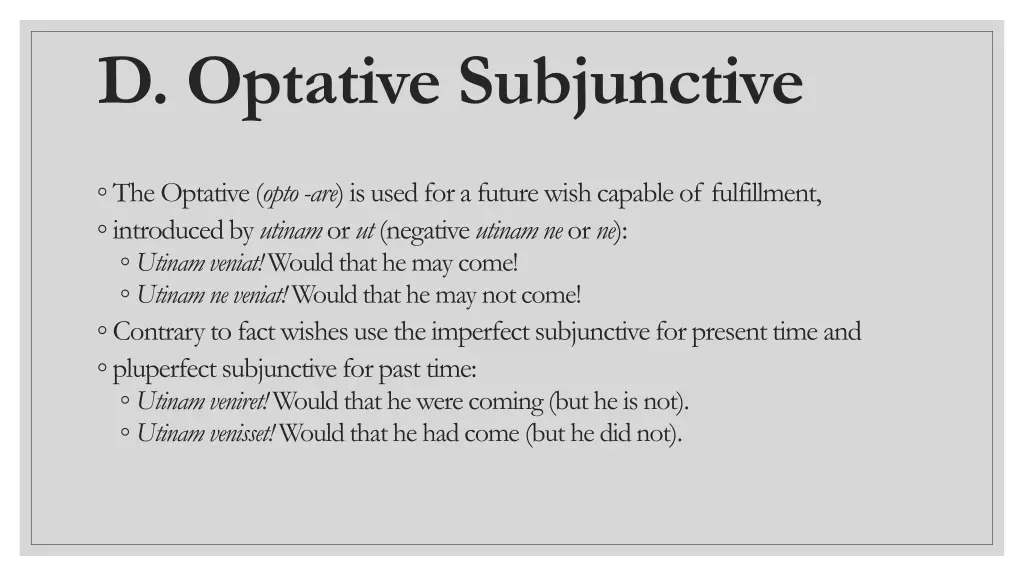 d optative subjunctive
