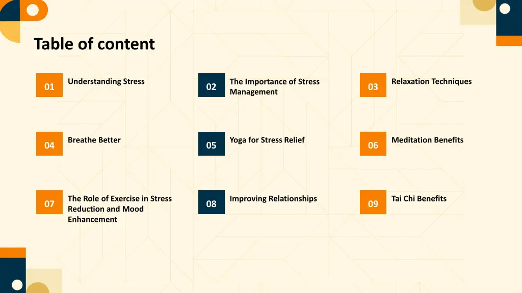 table of content
