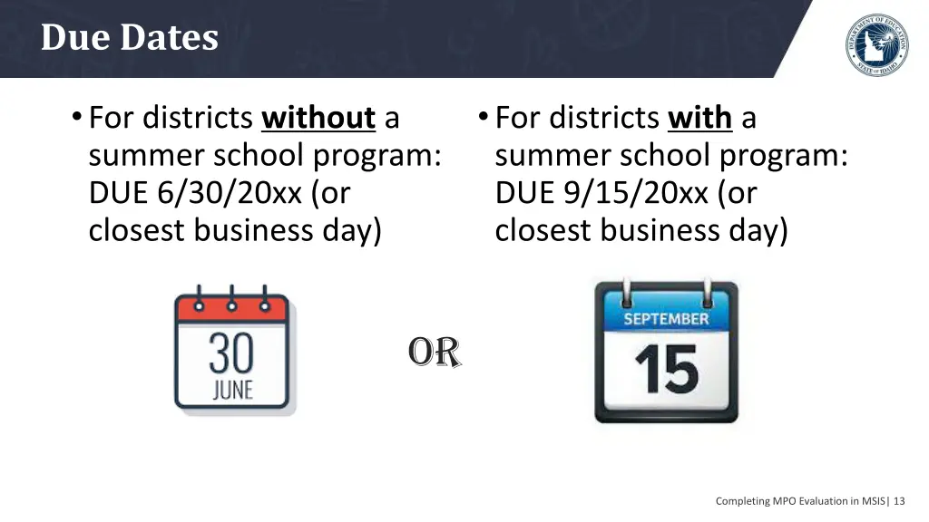due dates