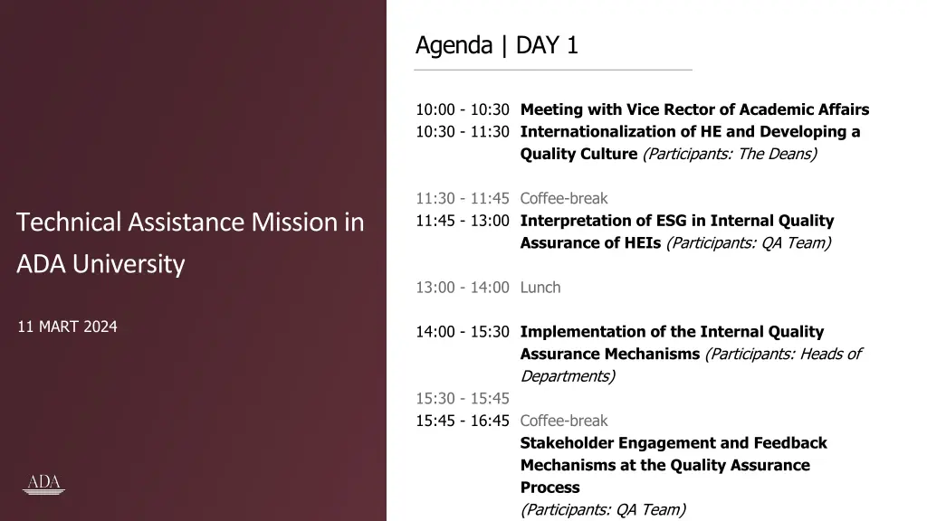 agenda day 1