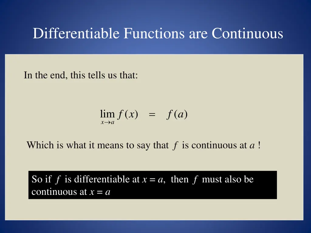 differentiable functions are continuous 2
