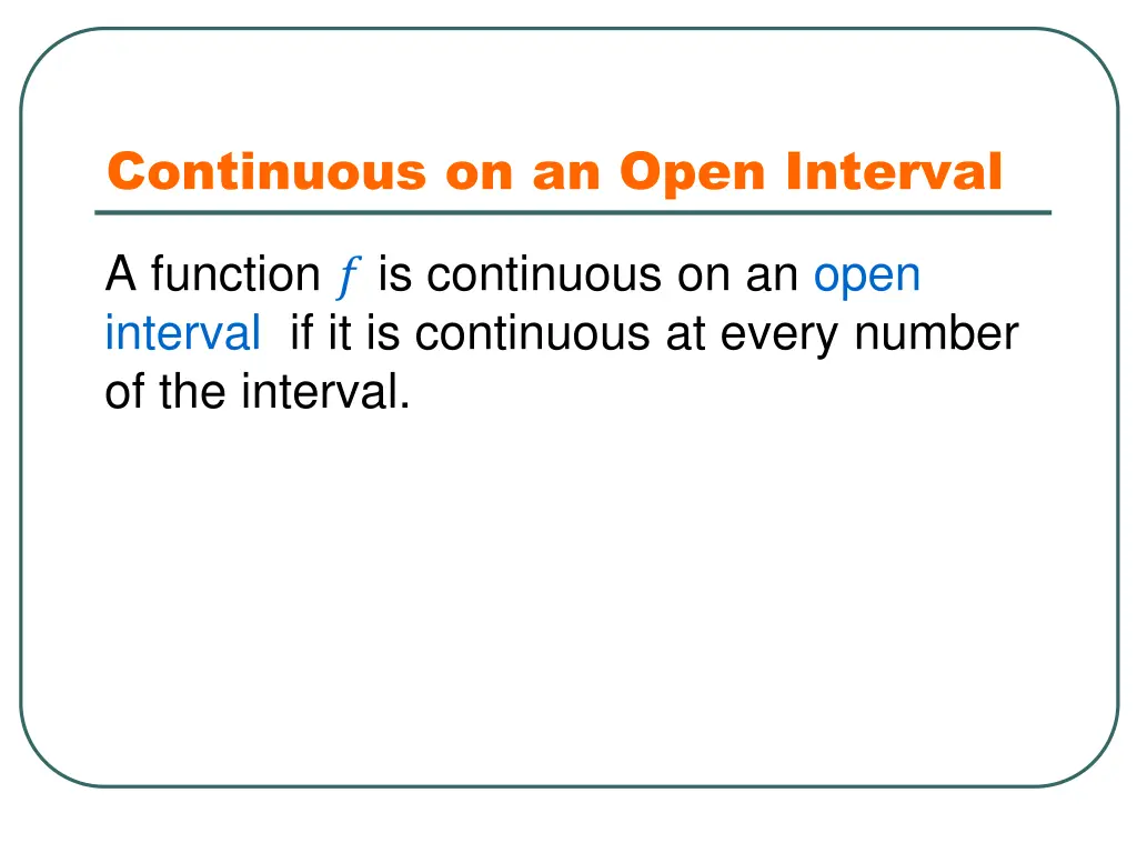 continuous on an open interval