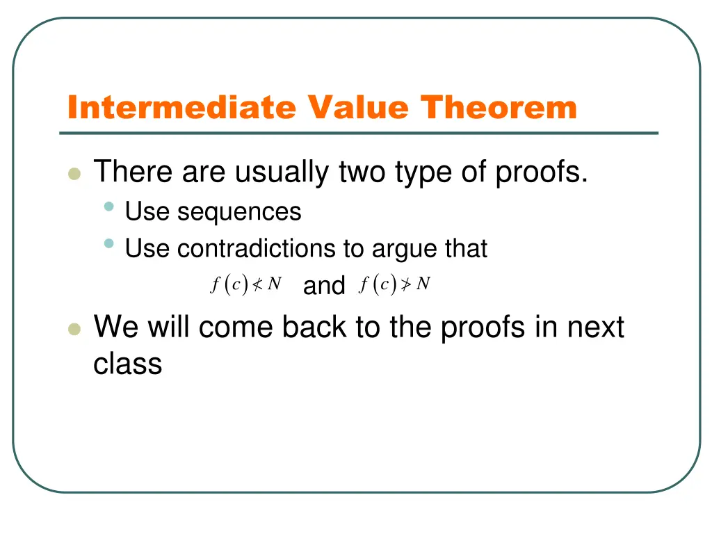intermediate value theorem 1