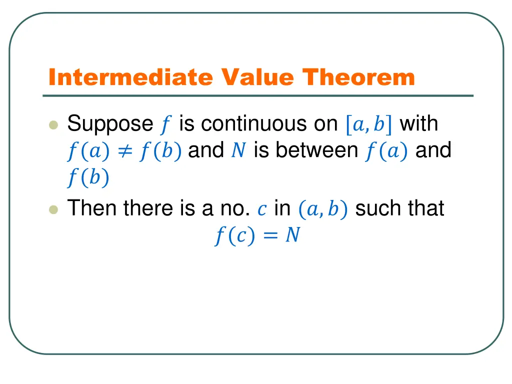 intermediate value theorem