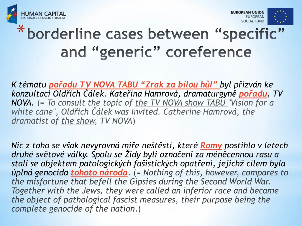 borderline cases between specific and generic 1