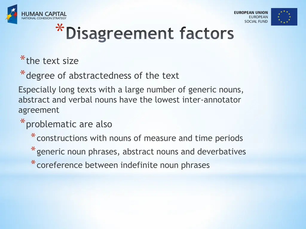 disagreement factors