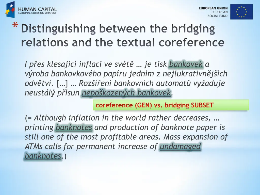 distinguishing between the bridging relations