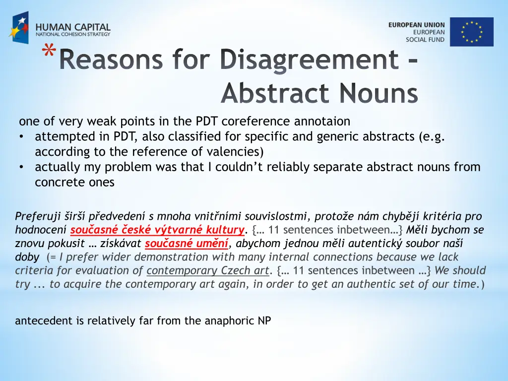 reasons for disagreement abstract nouns