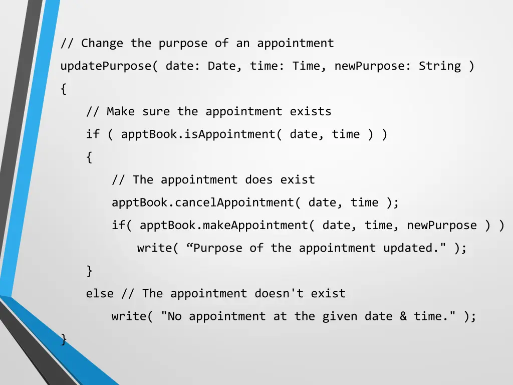 change the purpose of an appointment