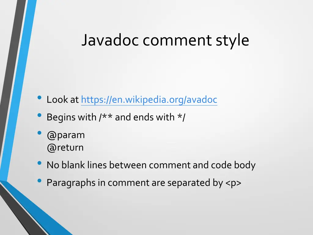 javadoc comment style