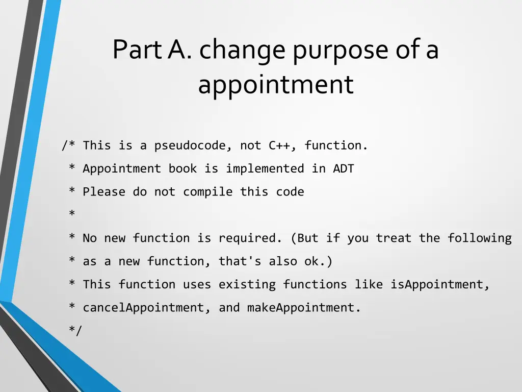 part a change purpose of a appointment