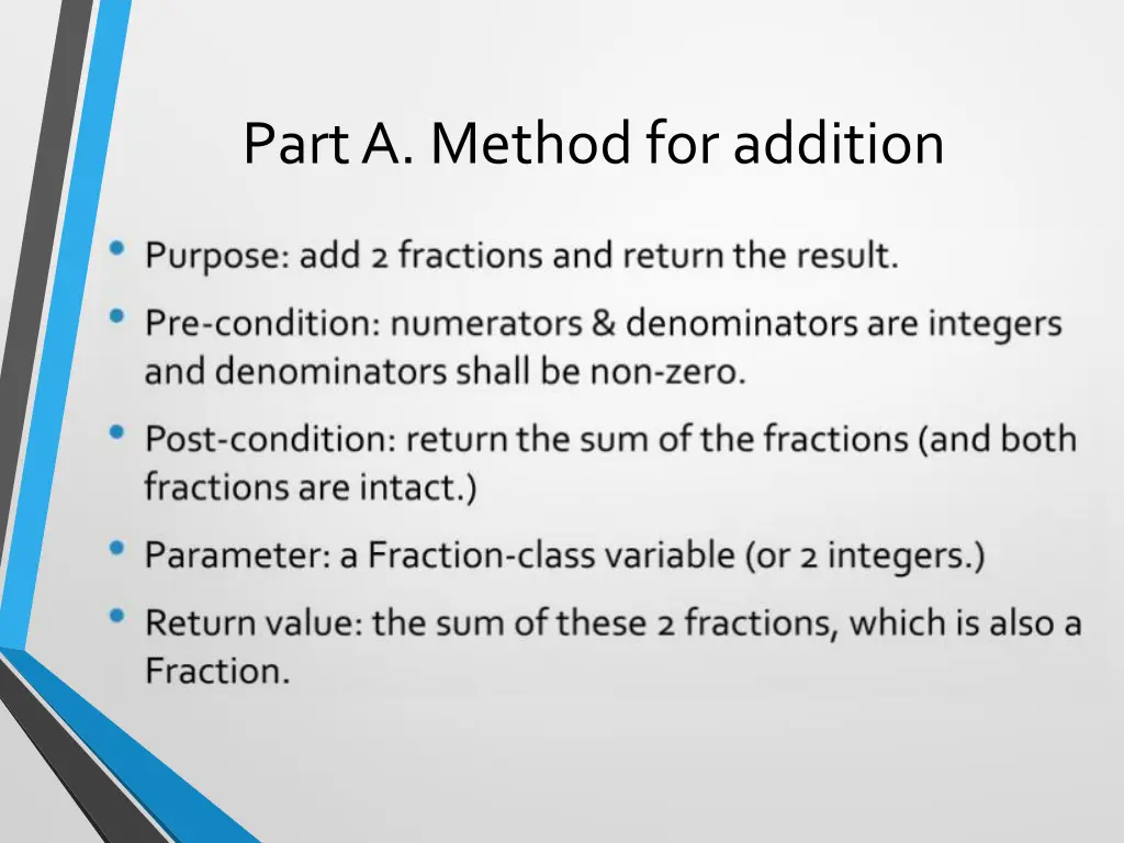 part a method for addition