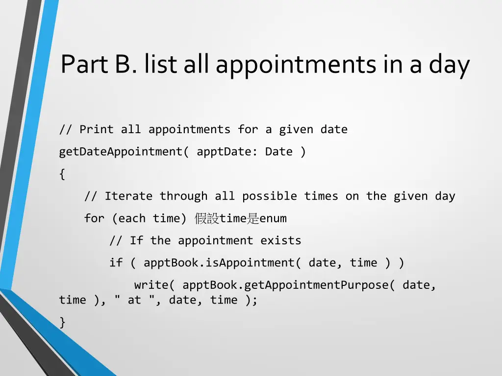 part b list all appointments in a day 1