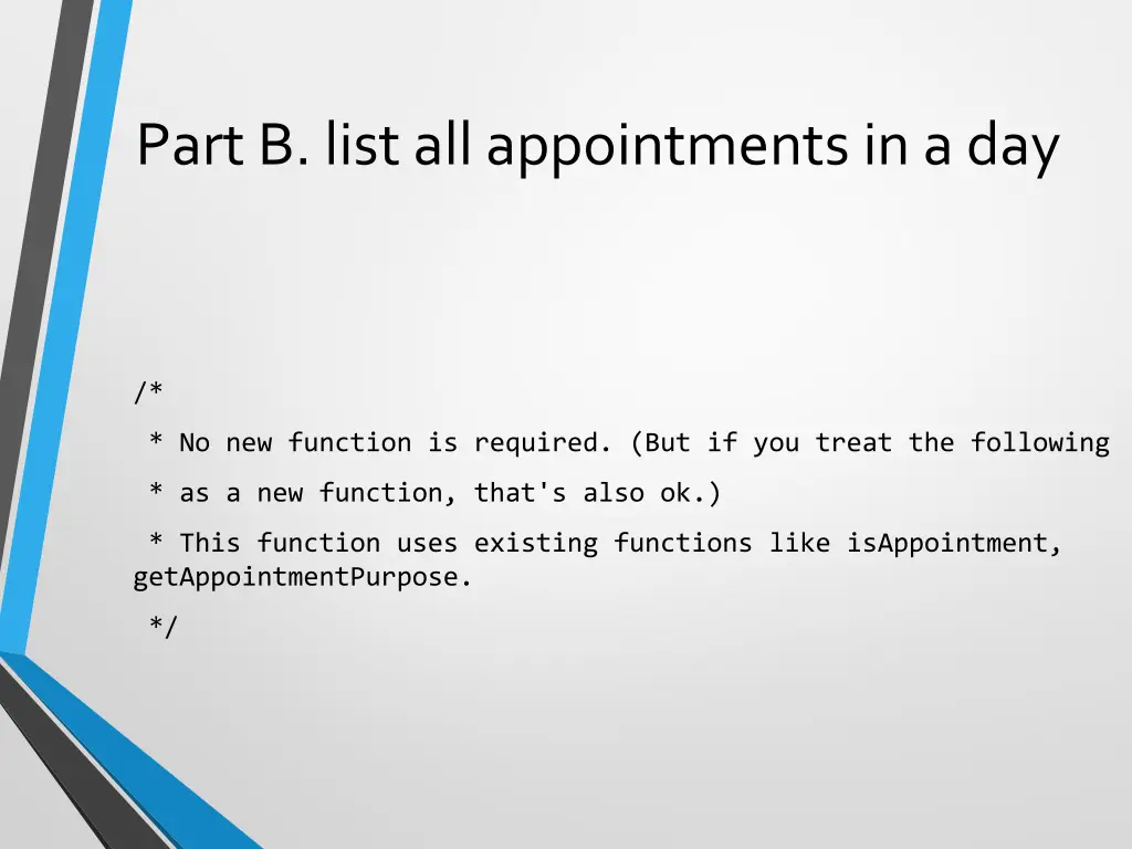 part b list all appointments in a day