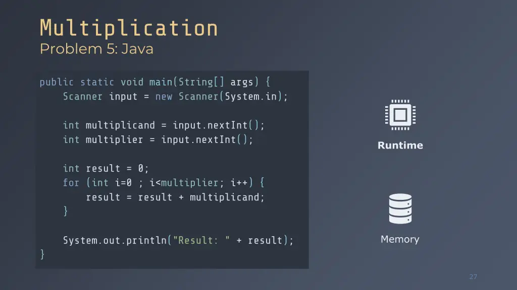 multiplication problem 5 java