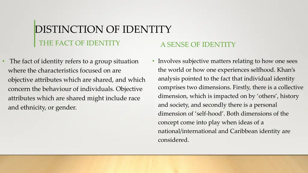 distinction of identity