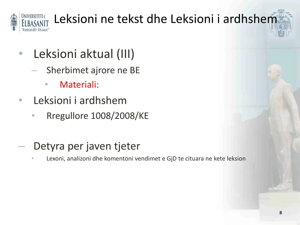 leksioni ne tekst dhe leksioni i ardhshem