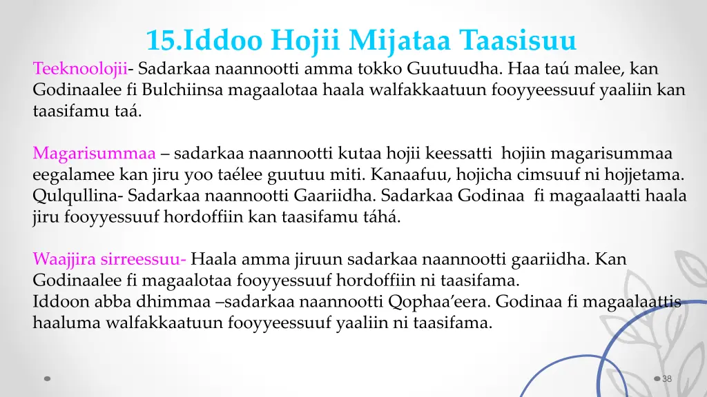 15 iddoo hojii mijataa taasisuu teeknoolojii