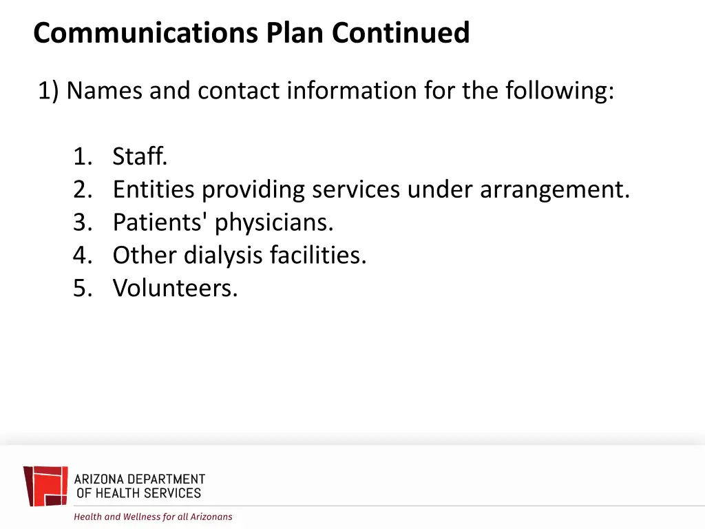 communications plan continued