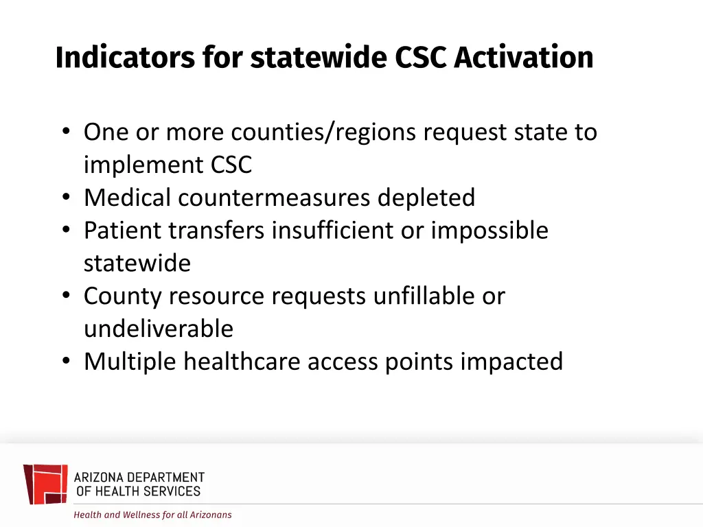 indicators for statewide csc activation