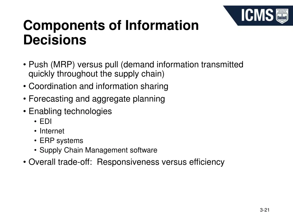 components of information decisions