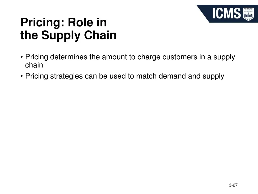 pricing role in the supply chain