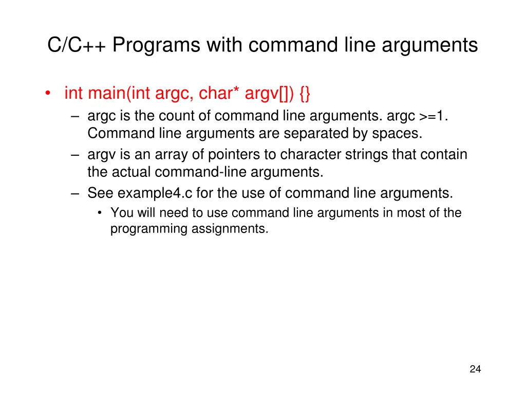 c c programs with command line arguments