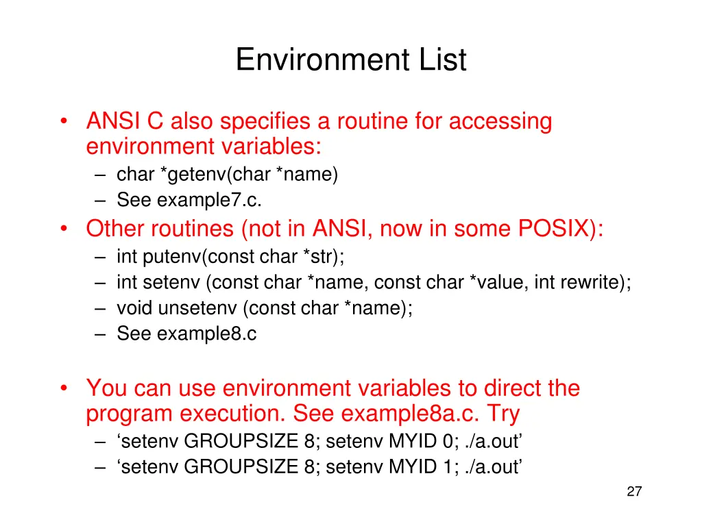 environment list 1