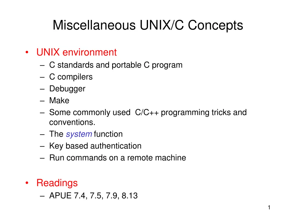 miscellaneous unix c concepts