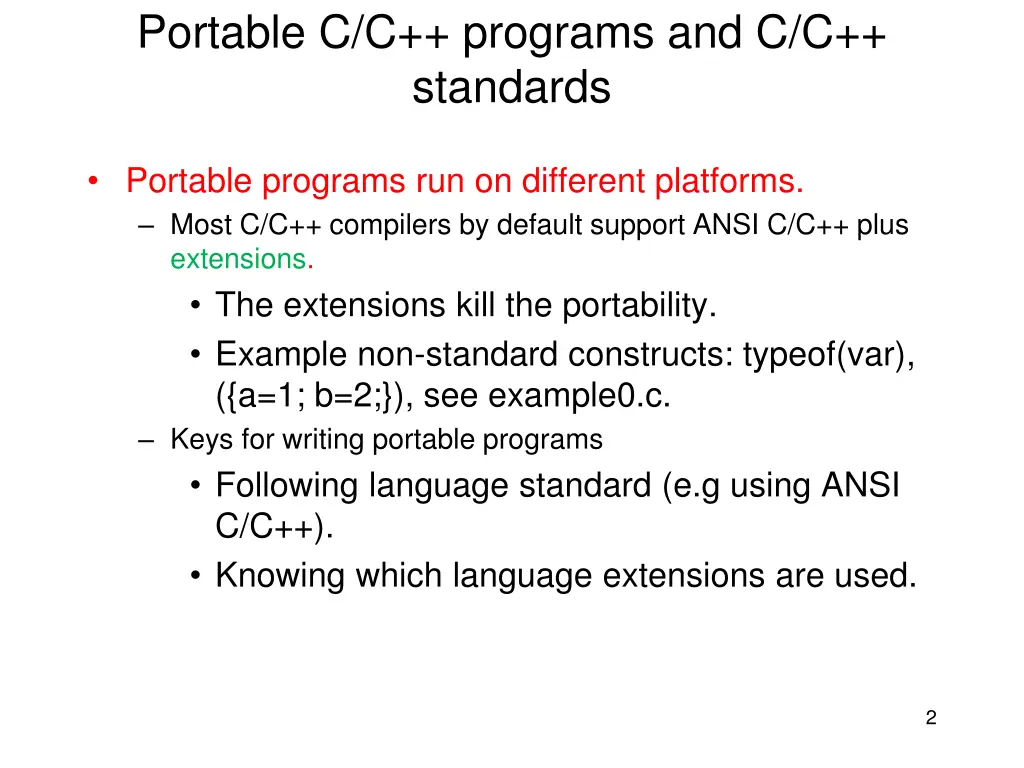 portable c c programs and c c standards