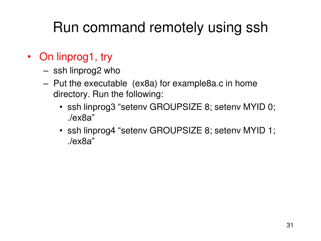 run command remotely using ssh