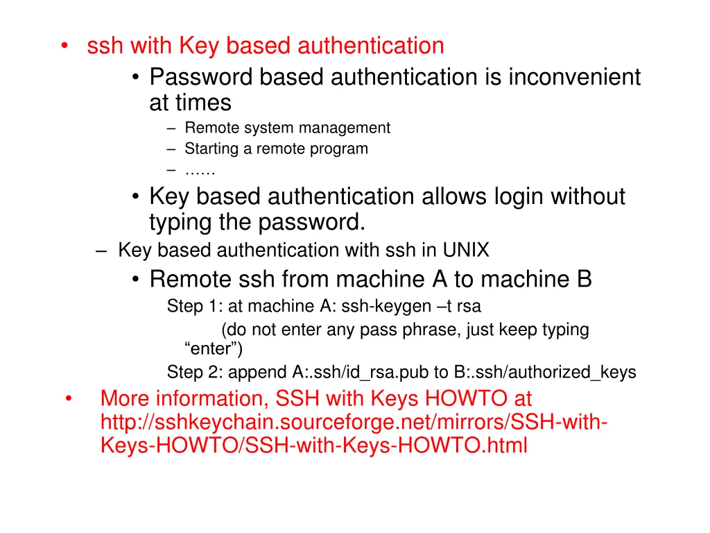 ssh with key based authentication password based
