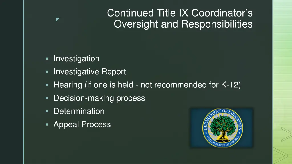 continued title ix coordinator s oversight