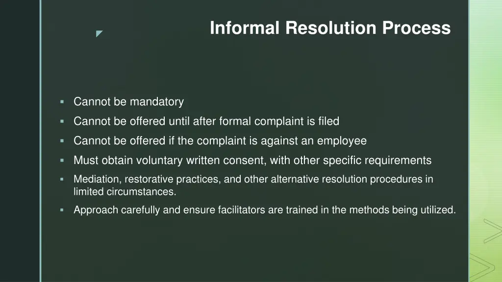 informal resolution process