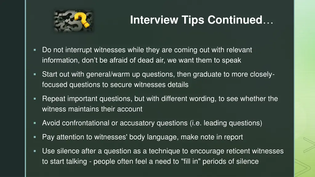 interview tips continued