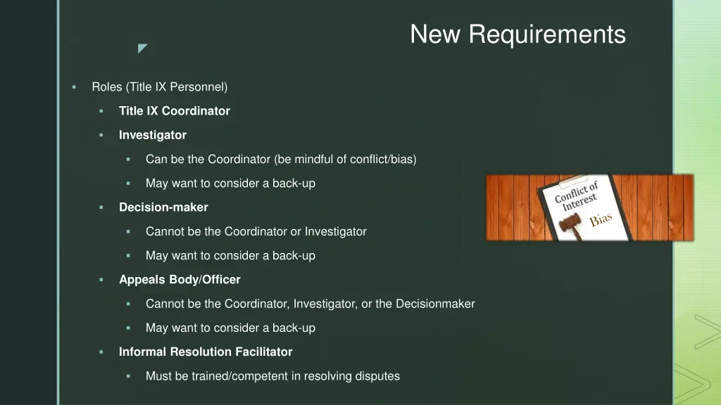 new requirements
