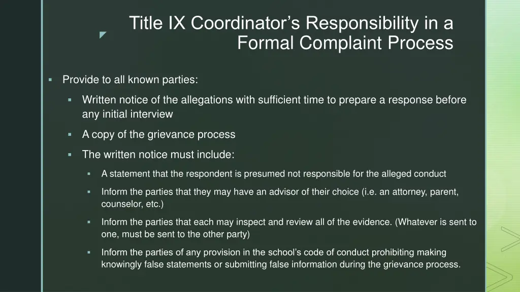 title ix coordinator s responsibility in a formal