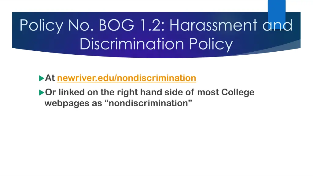 policy no bog 1 2 harassment and discrimination