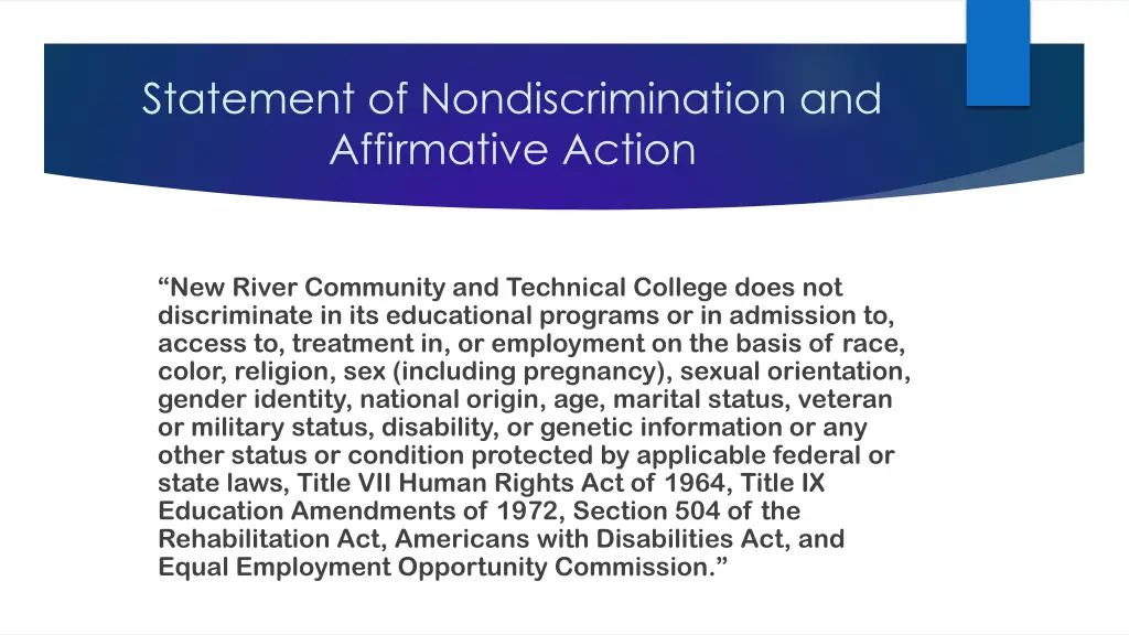 statement of nondiscrimination and affirmative