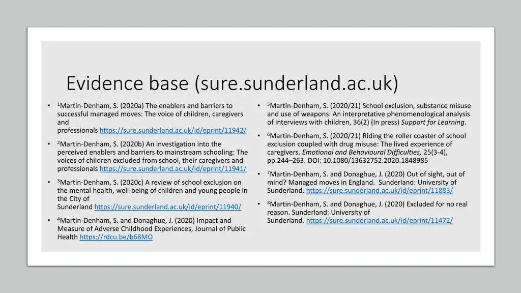 evidence base sure sunderland ac uk