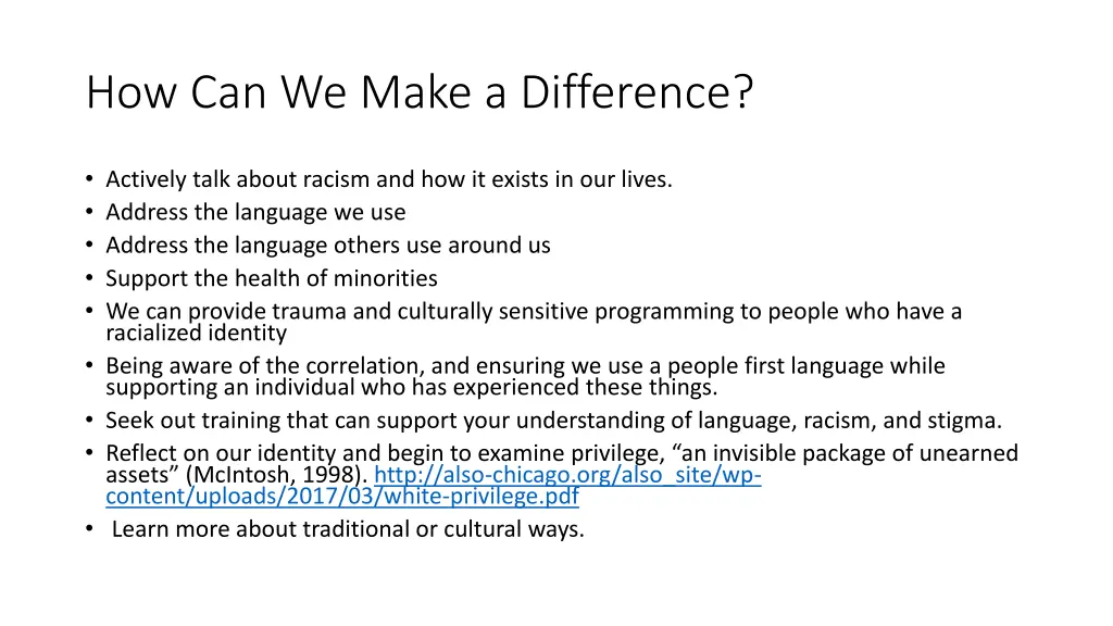 how can we make a difference