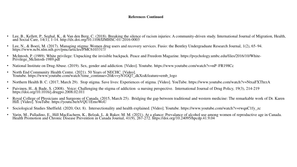 references continued